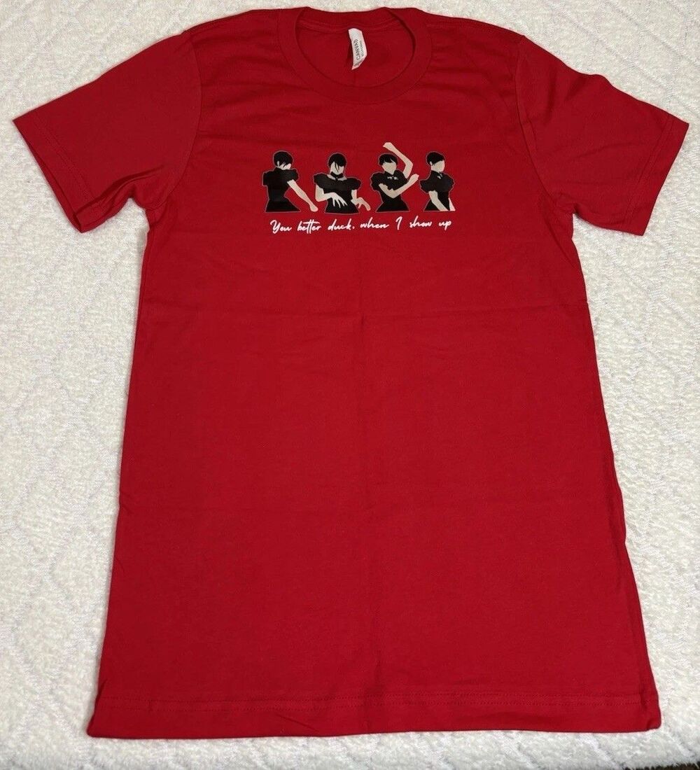 NEW Wednesday Addams You Better Duck When I Show Up Dance Red Shirt Size Small